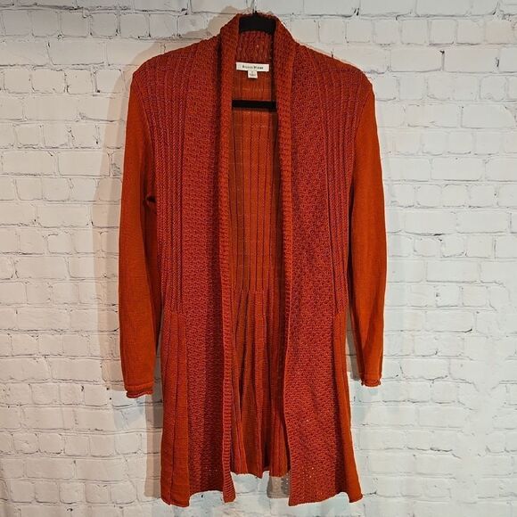 Studio Works orange knit cardigan size S - Picture 1 of 8